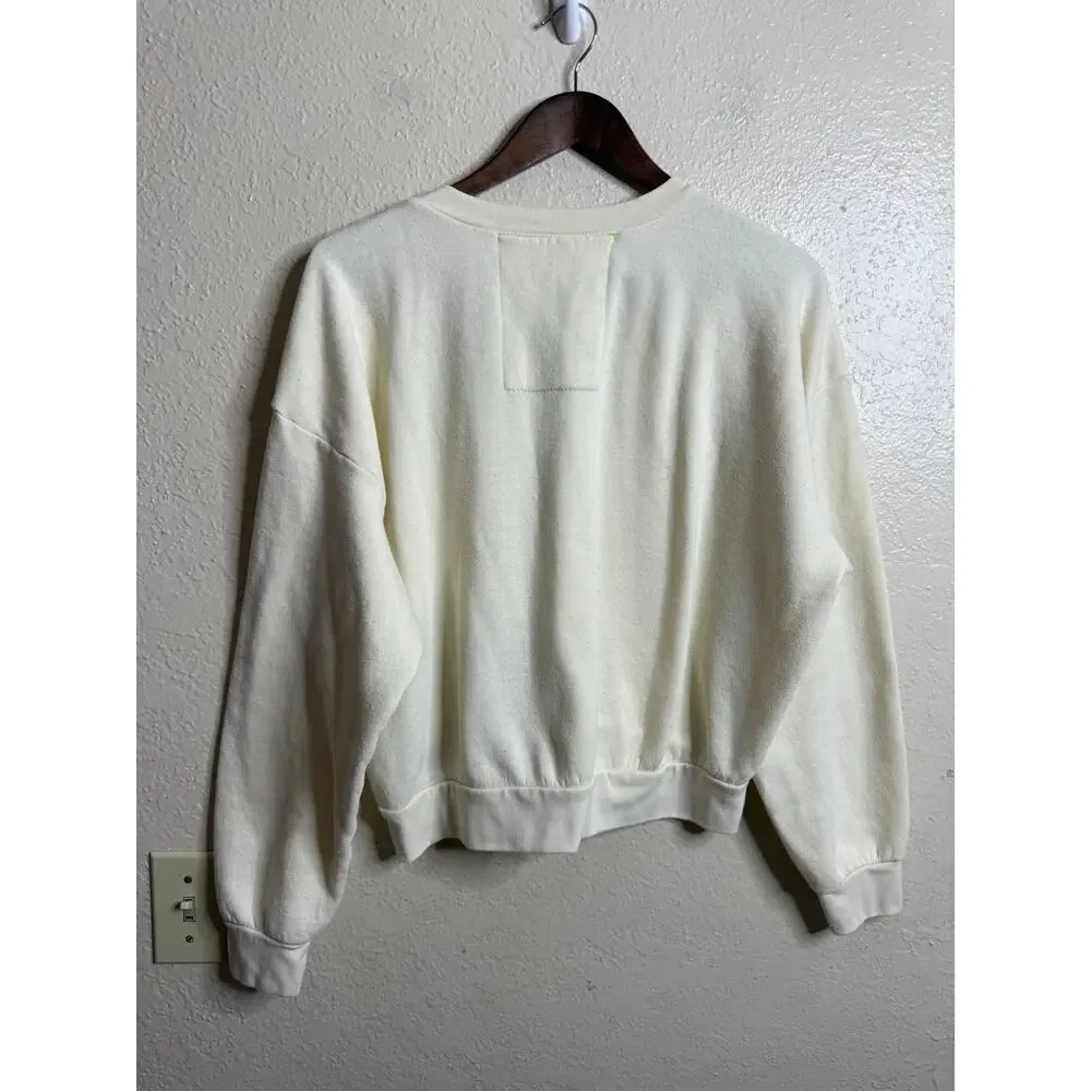 Aviator Nation Sunset Patch Relaxed Crew Sweatshirt size Women XS Ivory